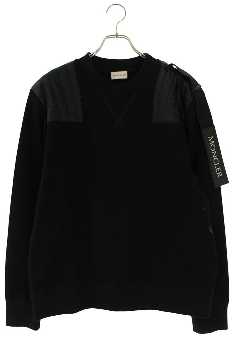モンクレール ラバーロゴストラップナイロン切替クルーネックスウェット メンズ L