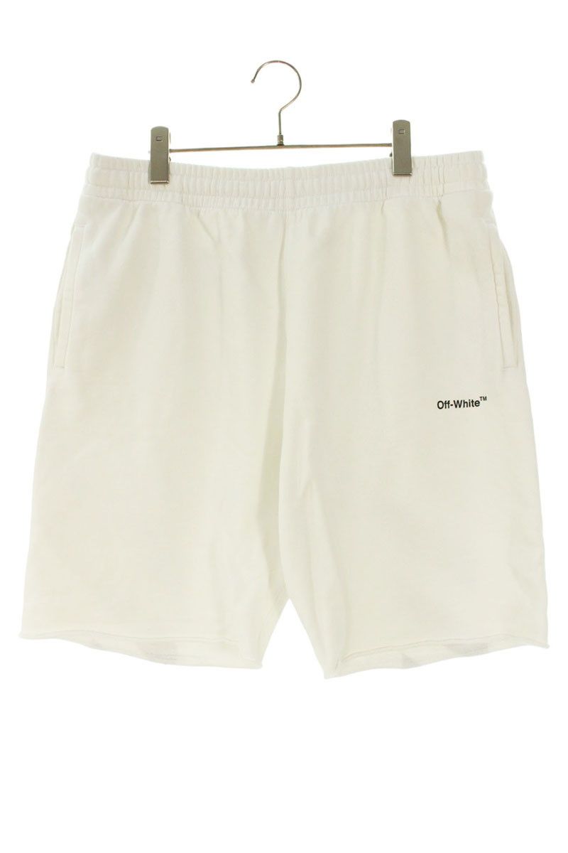 オフホワイト バックバイアススウェットハーフパンツ メンズ L