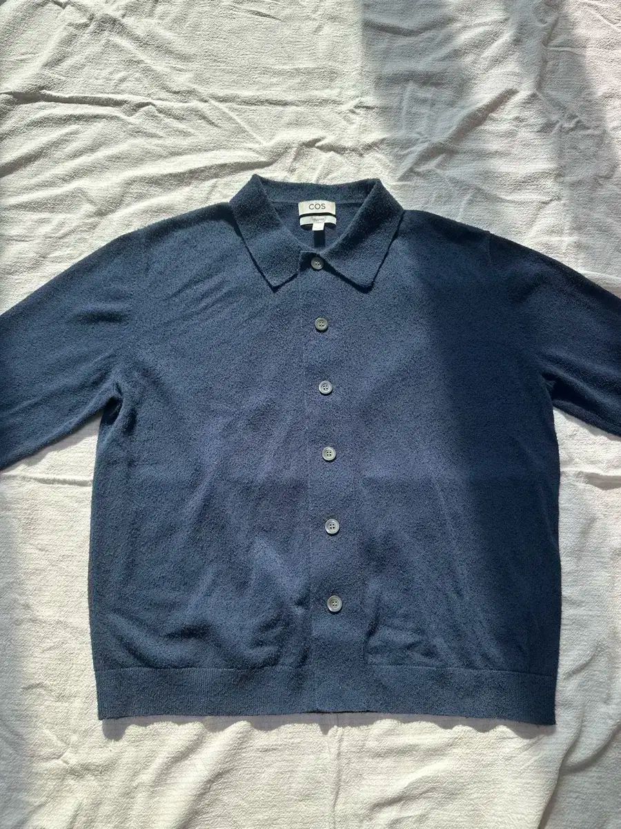 コス ネイビー ニット カーディガン