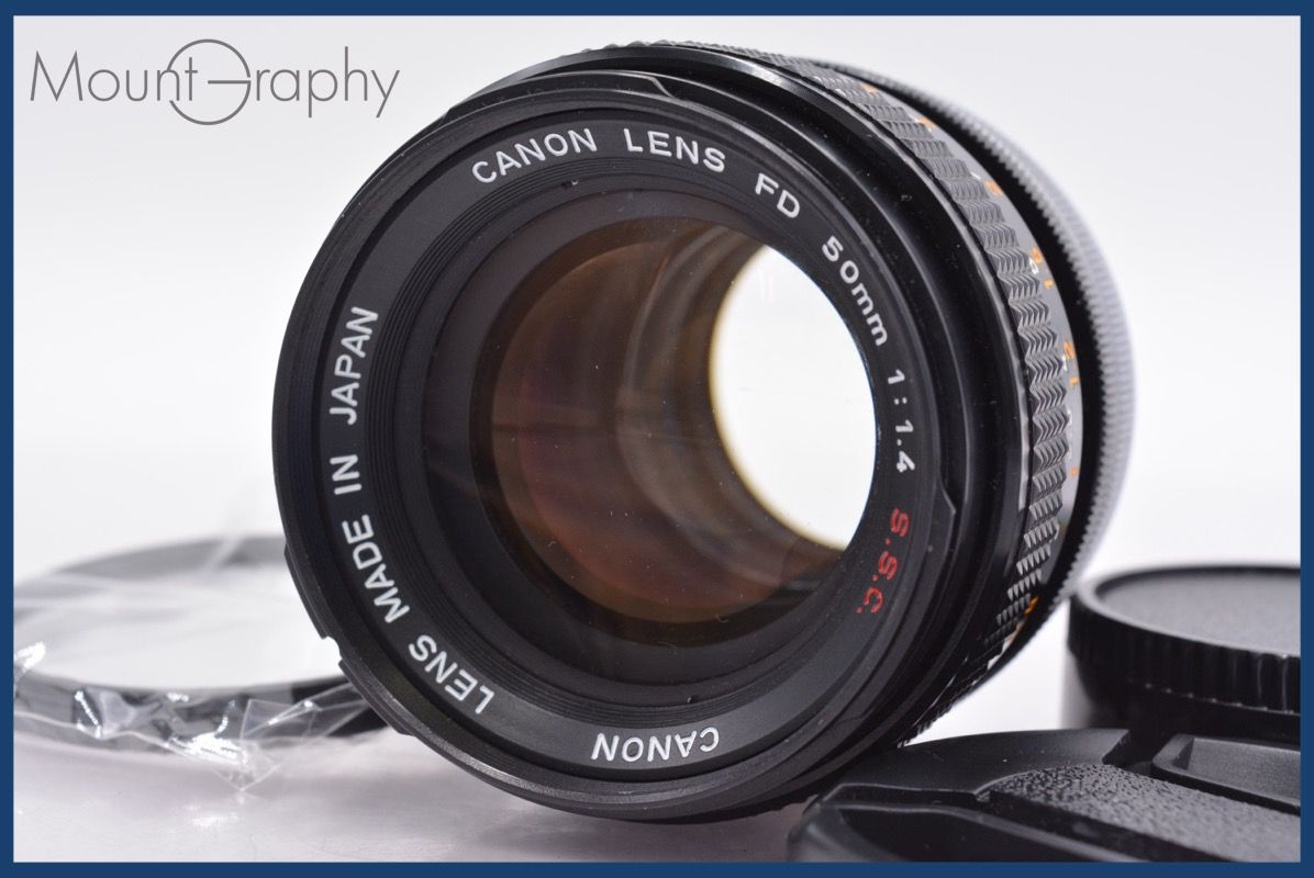 キヤノン Canon FD 50mm F1.4 S.S.C 前後キャップ-レンズフィルター付 完動 同梱可 am1162