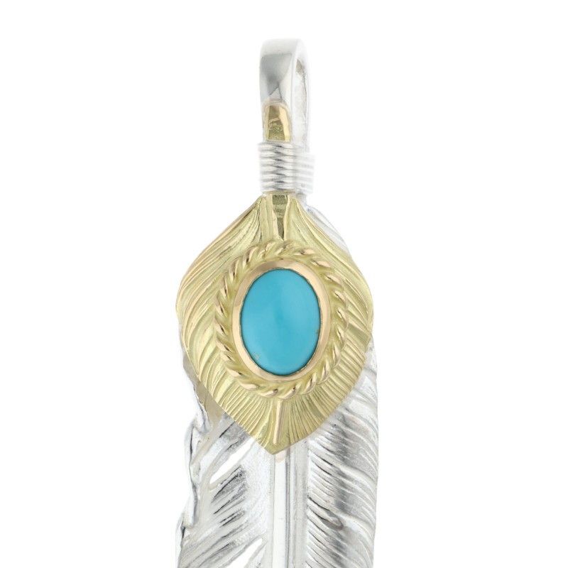  ゴローズ 上金金縄ターコイズ特大フェザー 右向き ネックレストップ メンズ 特大 ネックレス アクセサリー