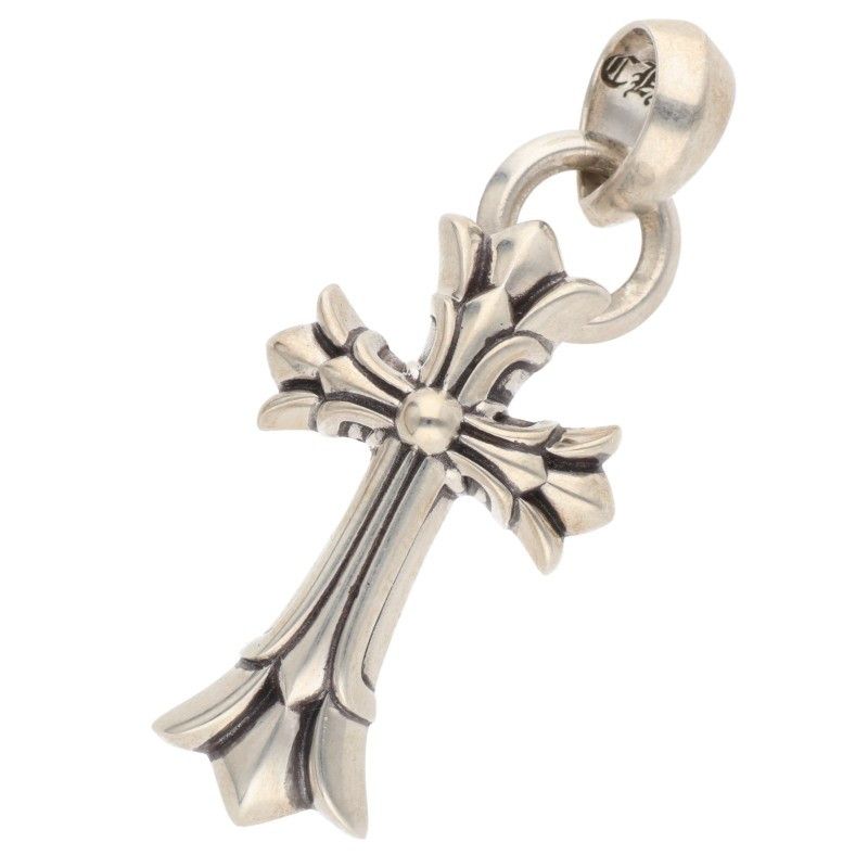 クロムハーツ DBL CH CRS SML W BALE スモールダブルCHクロス ペンダント シルバーネックレストップ メンズ