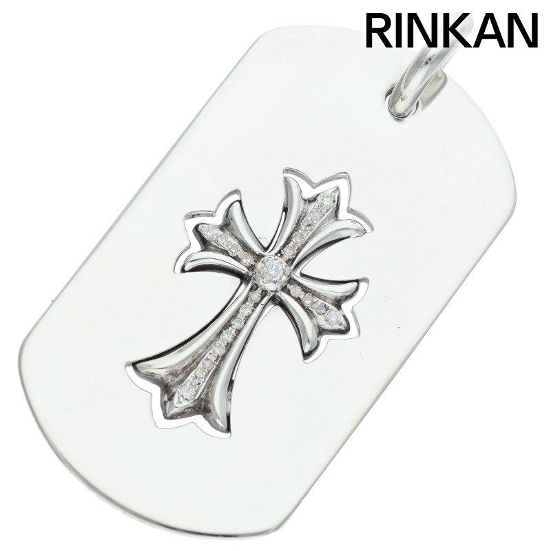 クロムハーツ D TAG LRG ラージドッグタグ アフターダイヤカットアウトクロスシルバーネックレストップ メンズ