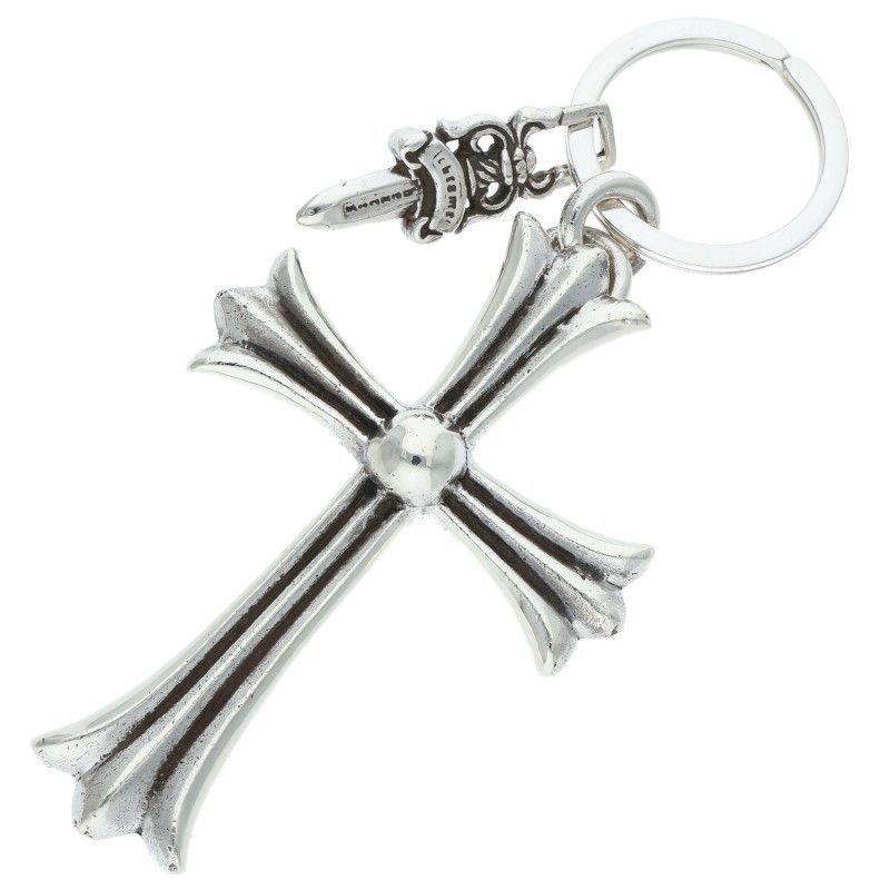 クロムハーツ CH CRS LG-No 5 DGGR ラージクロス 5ダガーキーリング シルバーウォレットチェーン メンズ