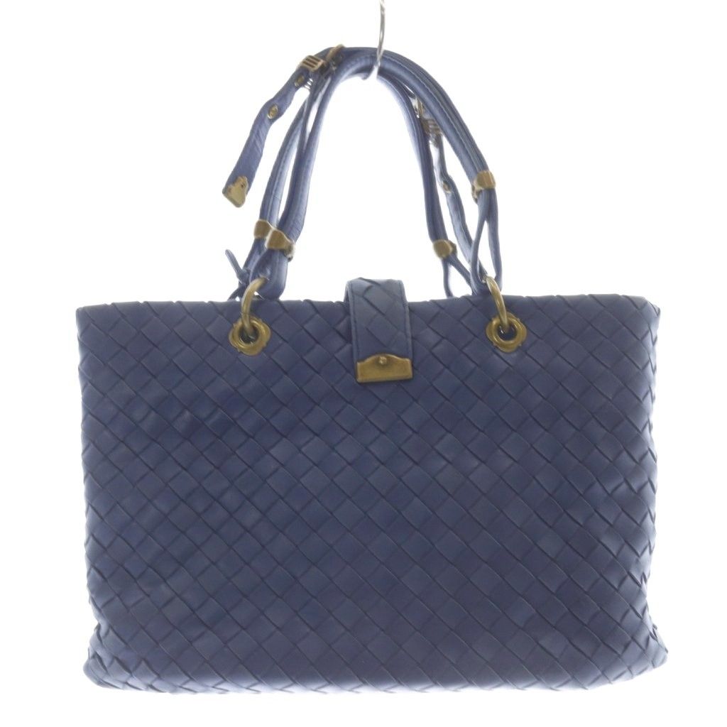 ボッテガヴェネタ BOTTEGA VENETA イントレチャート カプリ ハンドバッグ トートバッグ レザー 青
