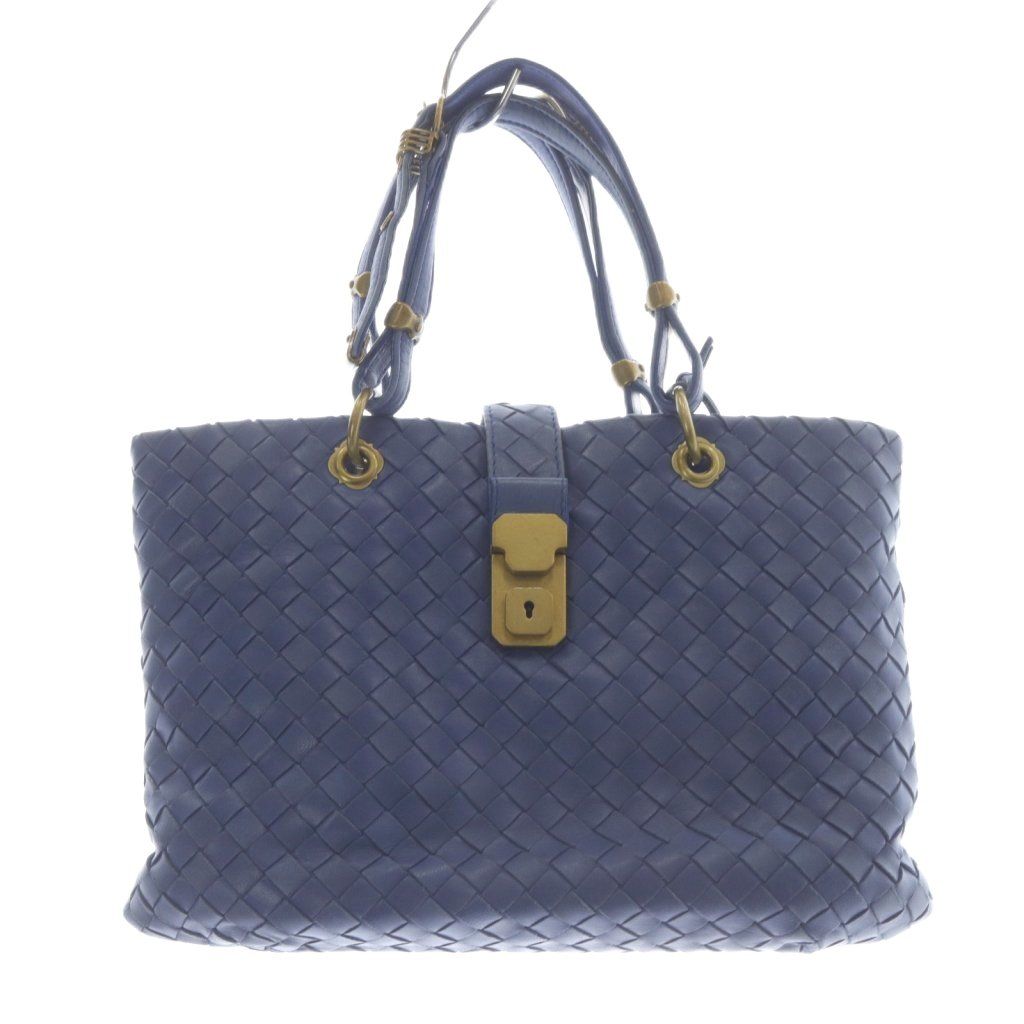 ボッテガヴェネタ BOTTEGA VENETA イントレチャート カプリ ハンドバッグ トートバッグ レザー 青