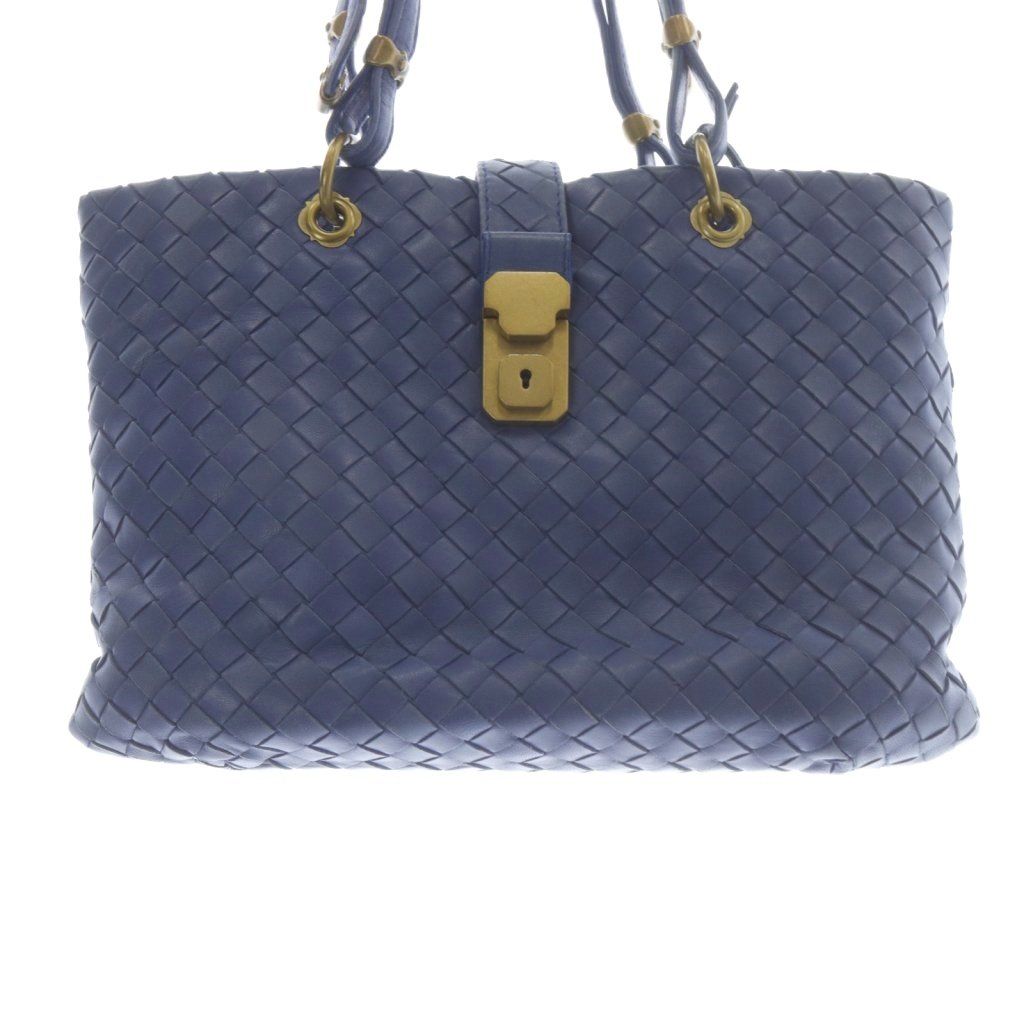 ボッテガヴェネタ BOTTEGA VENETA イントレチャート カプリ ハンドバッグ トートバッグ レザー 青 DECORATOM_COM_BR