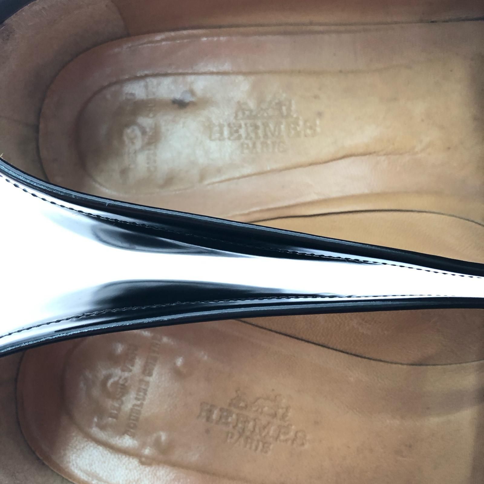  HERMES エルメス レディース ローファー Hロゴ 型押しマーク タバコ臭有 サイズ不明 24 cmくらい ブラック ローファー 革靴 靴