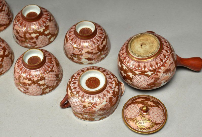 九谷焼 赤金襴手茶器