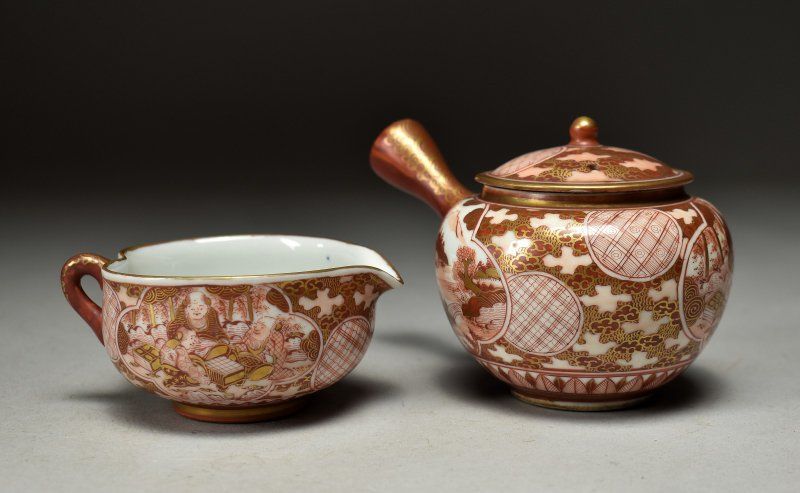 九谷焼 赤金襴手茶器