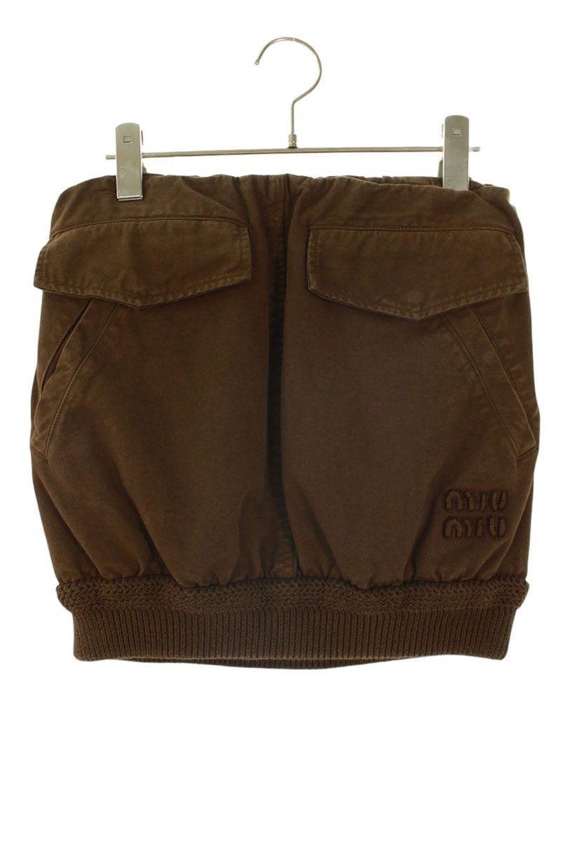 ミュウミュウ MG2122 ロゴワッペン中綿入りキャンバススカート レディース 36