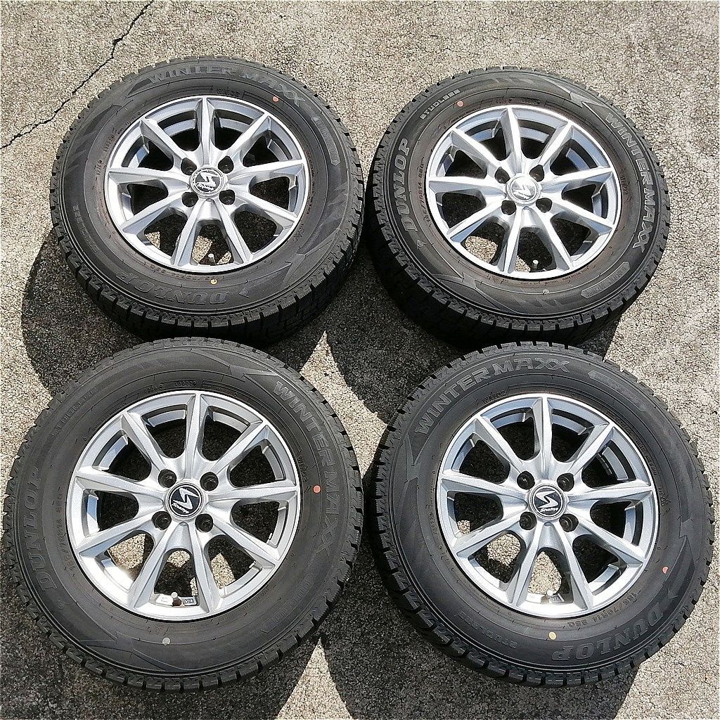 社外アルミ 14インチ スタッドレスタイヤ付 185 70 R 14 DUNLOP WINTERMAXX