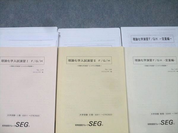 科学的教育グループSEG 受験化学演習F G Hクラス問題集 理論化学入試演習I II等 テキストセット 2025 計3冊 048 M 0 D