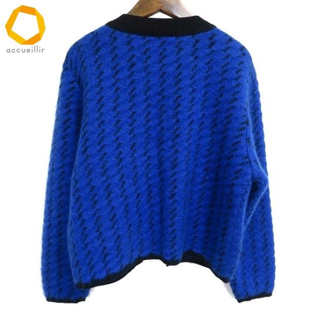 w イヴサンローラン Yves Saint Laurent YSL ニット セーター M 青 黒 ウール 毛 ヴィンテージ レディース 948650 k 01