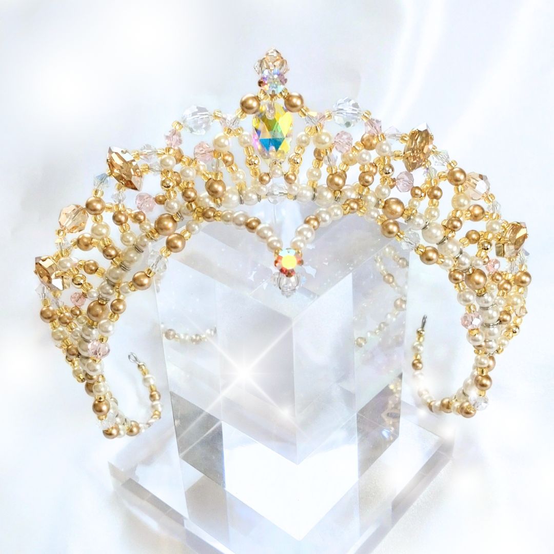 バレエ ティアラ ライトゴールド カチューシャ 大人サイズ コーム付