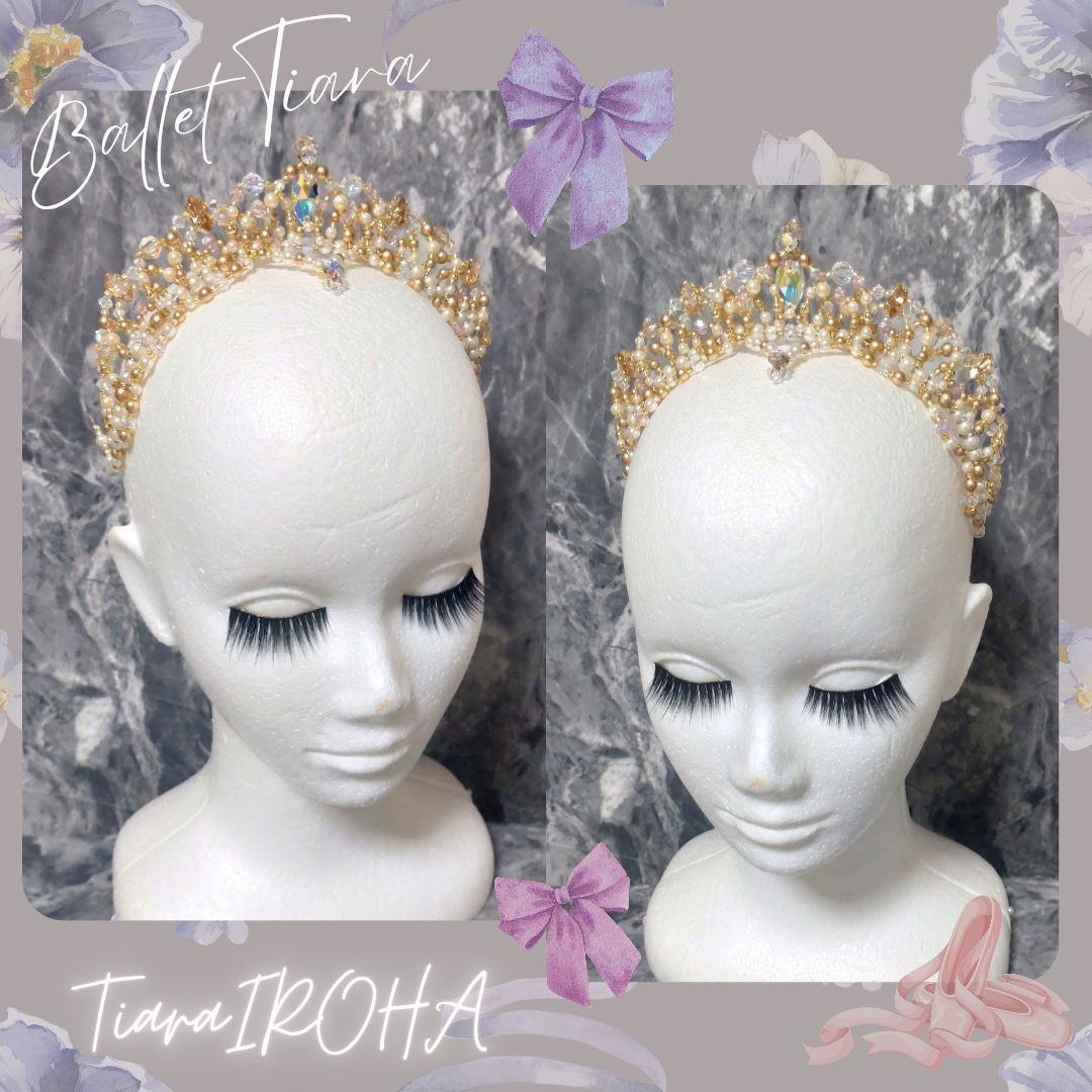 バレエ ティアラ ライトゴールド カチューシャ 大人サイズ コーム付