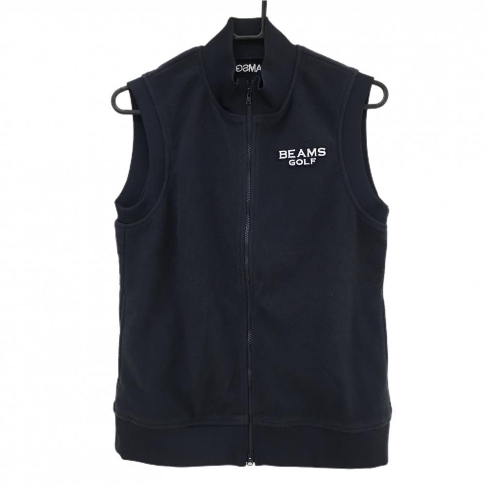 超 ビームスゴルフ フリースベスト ネイビー ロゴ刺しゅう レディース L ゴルフウェア モデル BEAMS GOLF