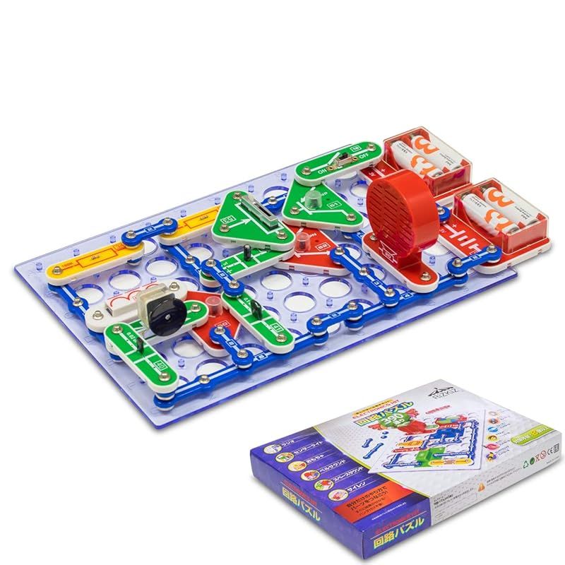 彡RiZKiZ 回路パズル 実験数390通り 電子回路 イラスト付 日本語ガイド 電子キット 電気 はんだ付け不要 おもちゃ 入門 ブロック 1
