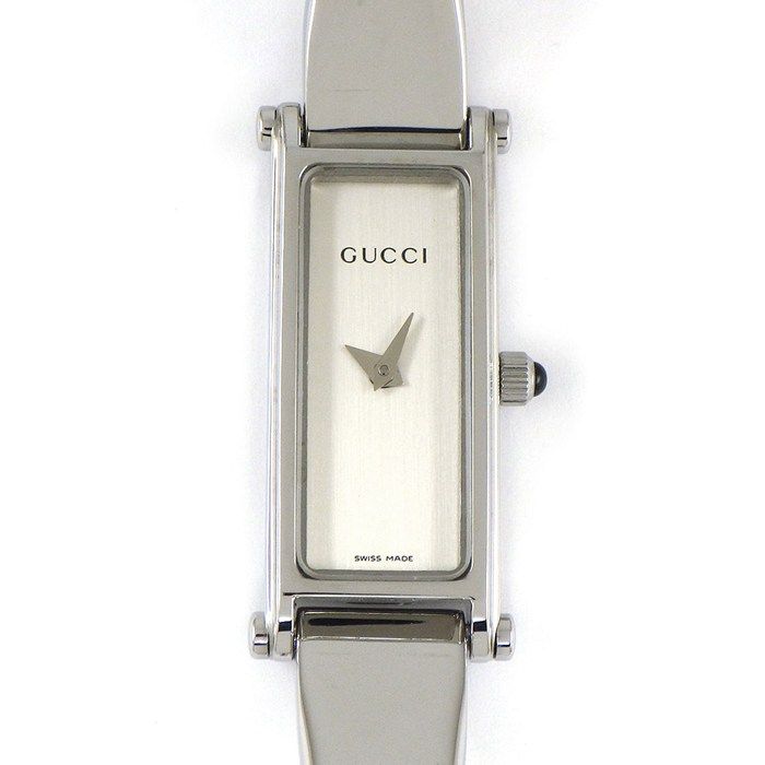 グッチ GUCCI 腕時計 バングルウォッチ 1500L ホースビット レクタンギュラー サテン シルバー文字盤 SS クオーツアナログ