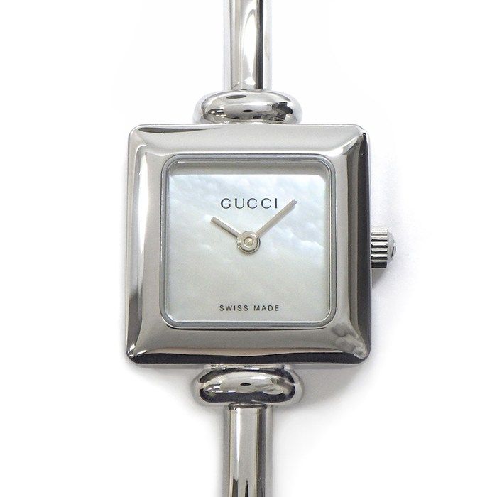 グッチ GUCCI 腕時計 バングルウォッチ 1900L スクエア ホワイトシェル文字盤 SS クオーツアナログ
