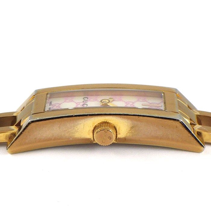 グッチ GUCCI 腕時計 Gリンク 110 ブレスウォッチ レクタンギュラー ピンク GG柄 ホワイトシェル文字盤 ピンクGP クオーツアナログ