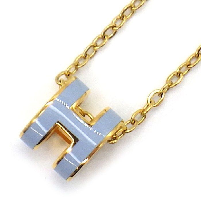 エルメス HERMES ネックレス ポップH ポップアッシュ ミニ ブルーリン