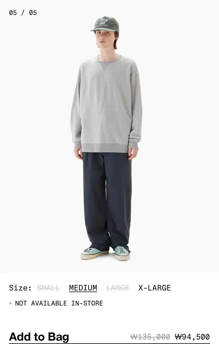 3 カーキ スウェット クルーネック GREY