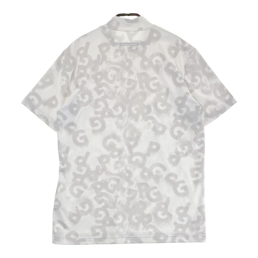 サイズ 5 PEARLY GATES パーリーゲイツ モデル ハイネック半袖Tシャツ 総柄 ホワイト系 240101483667 ゴルフウェア メンズ ストスト