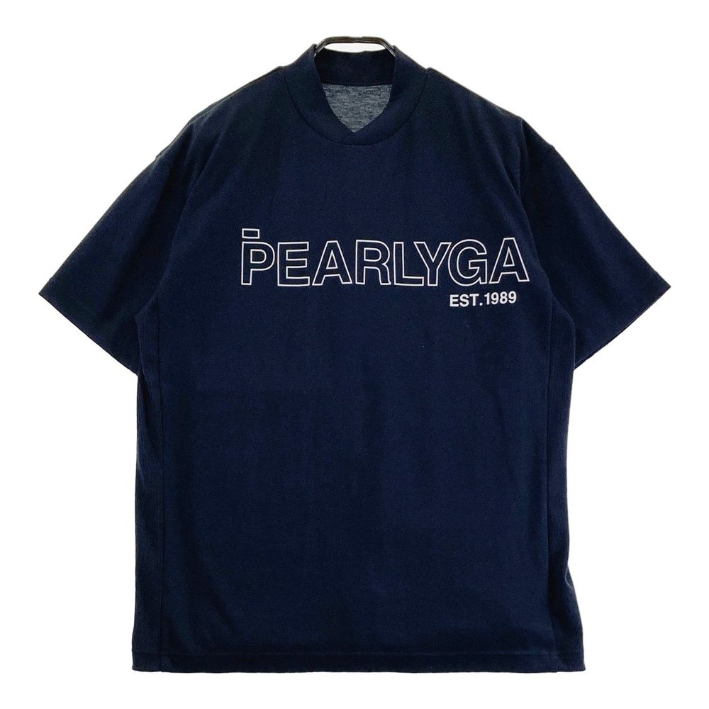 サイズ 4 PEARLY GATES パーリーゲイツ モデル モックネック半袖Tシャツ ニコちゃん ネイビー系 240101486844 ゴルフウェア メンズ ストスト
