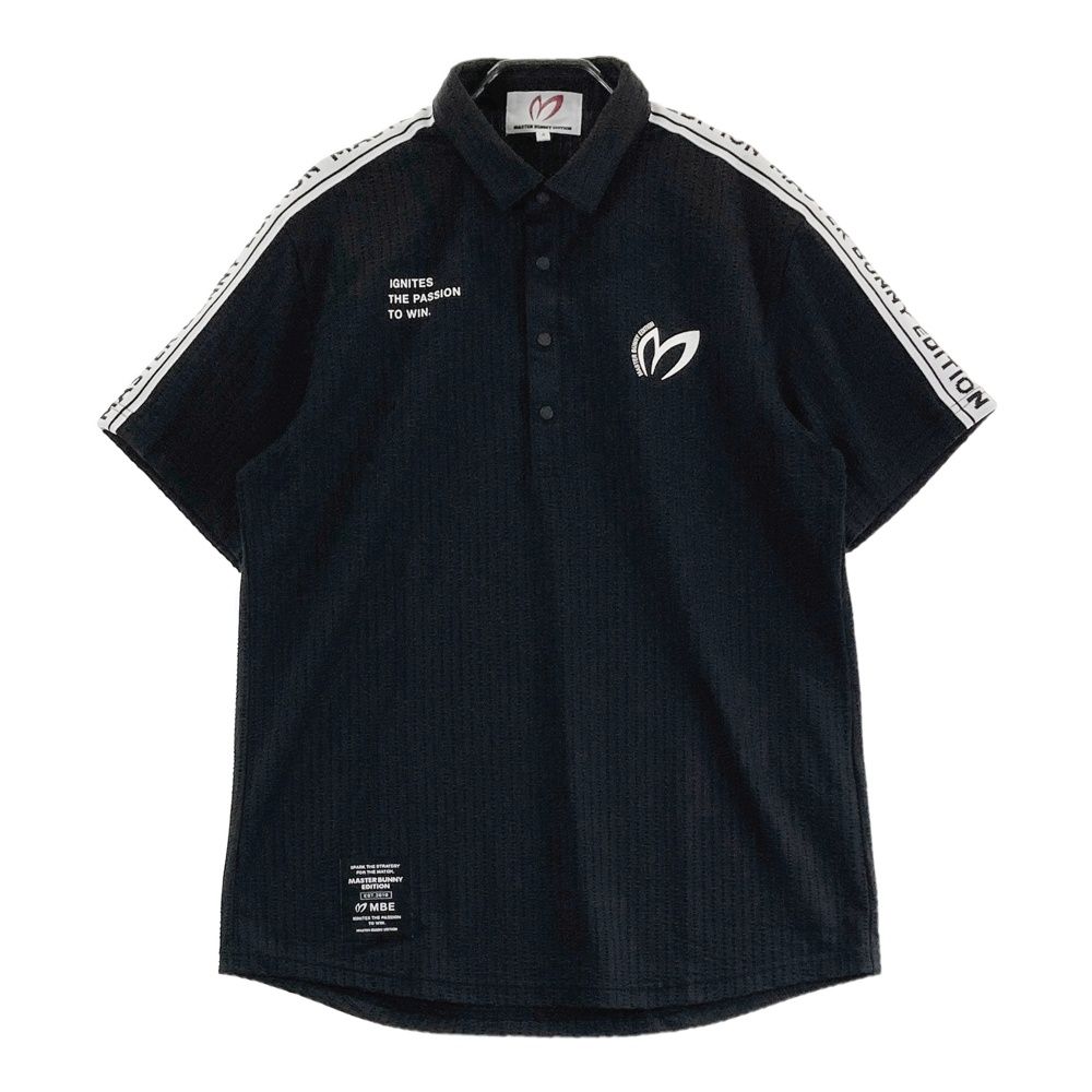 サイズ 4 MASTER BUNNY EDITION マスターバニーエディション モデル シアサッカー 半袖ポロシャツ ブラック系 240101491698 ゴルフウェア メンズ ストスト