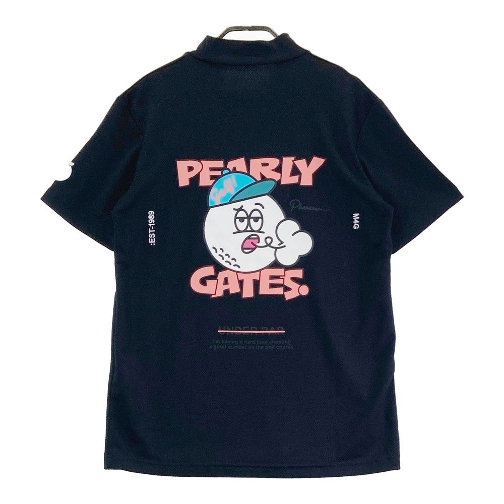 サイズ 4 PEARLY GATES パーリーゲイツ モデル ハイネック 半袖Tシャツ プリント ネイビー系 240101497865 ゴルフウェア メンズ ストスト