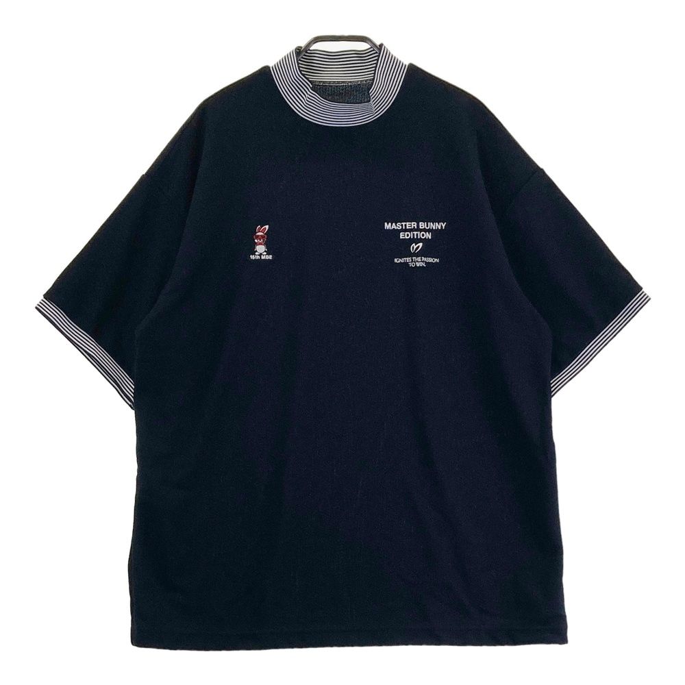サイズ 5 MASTER BUNNY EDITION マスターバニーエディション モデル モックネック 半袖Tシャツ ネイビー系 240101506390 ゴルフウェア メンズ ストスト