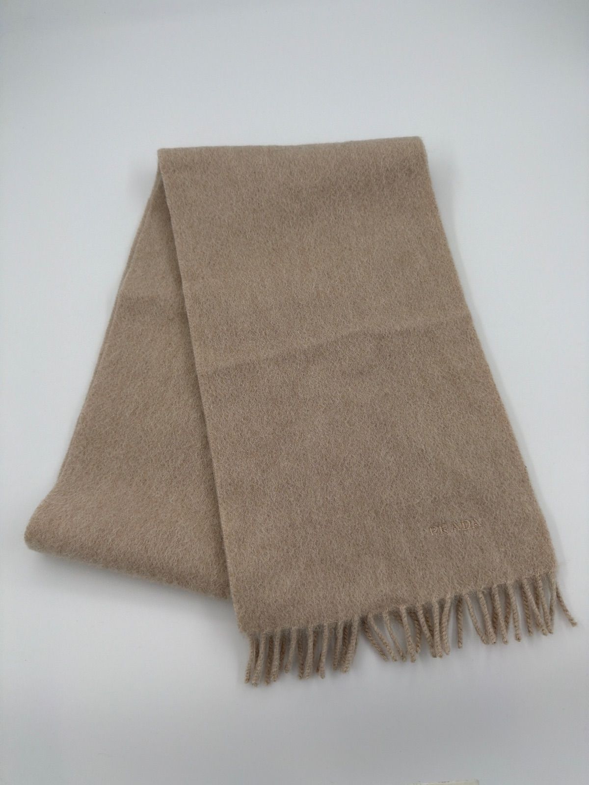 PRADA プラダ マフラー メンズ カシミア混 フリンジ カシミア混