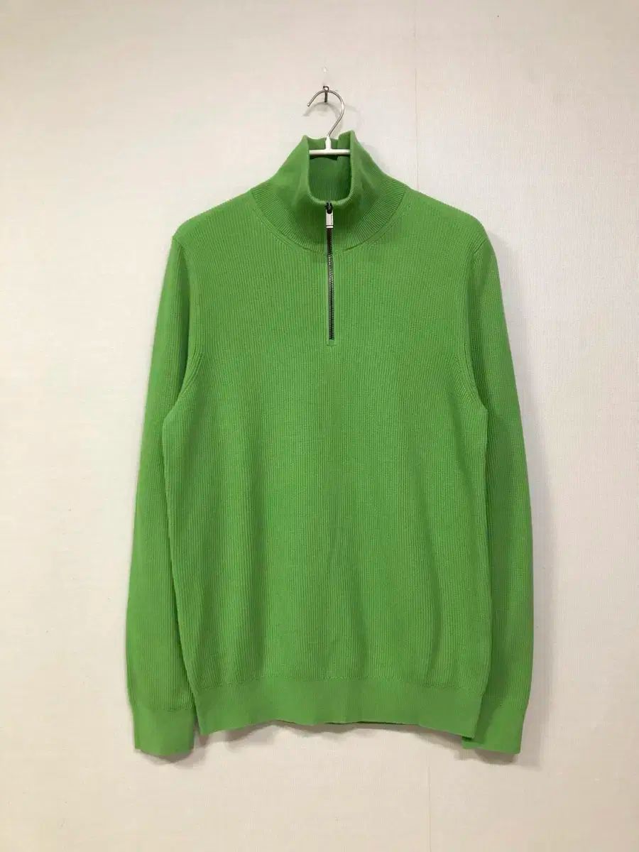 マッシモ ドゥッティ メンズ エラスチン コットン ハーフジップ タートルネック ニット M _ ライトグリーン