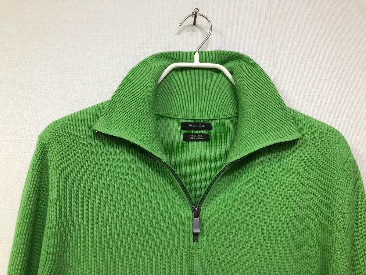 マッシモ ドゥッティ メンズ エラスチン コットン ハーフジップ タートルネック ニット M _ ライトグリーン