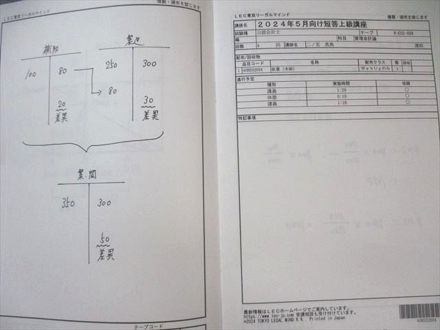 LEC公認会計士(短答式試験向け) Lec 公認会計士 短答式 管理会計 簿記
