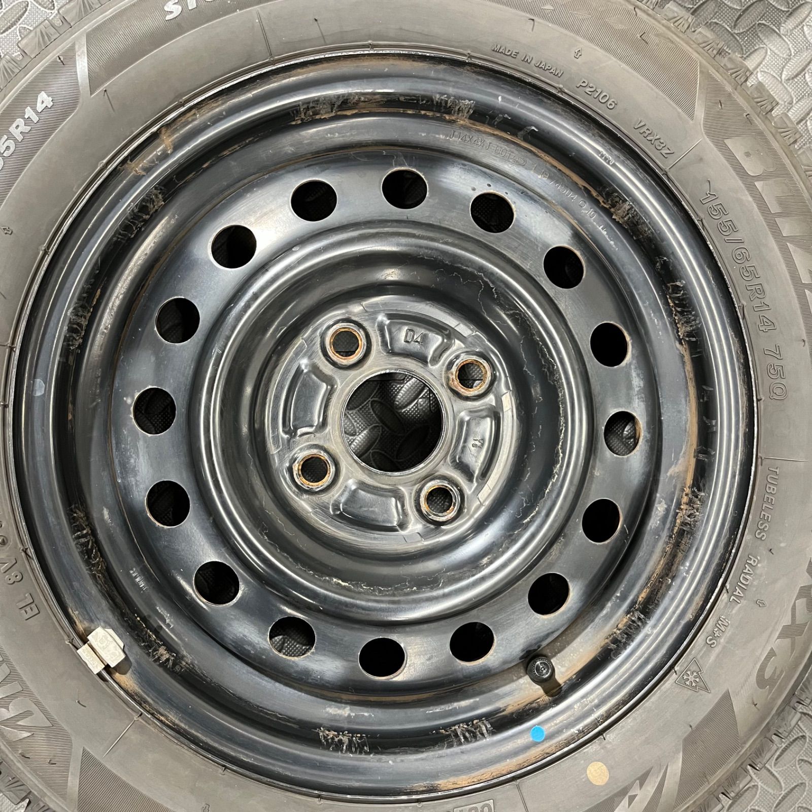  22年製 155 65 R 14 ブリヂストン ブリザックVRX 3 ダイハツ タント ムーヴ ミラ コンテ スタッドレスタイヤ 1150 M 14インチ タイヤ ホイールセット