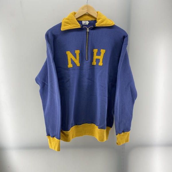 2トーン ハーフジップ スウェット ブルー イエロー 44 ウエアハウス 24