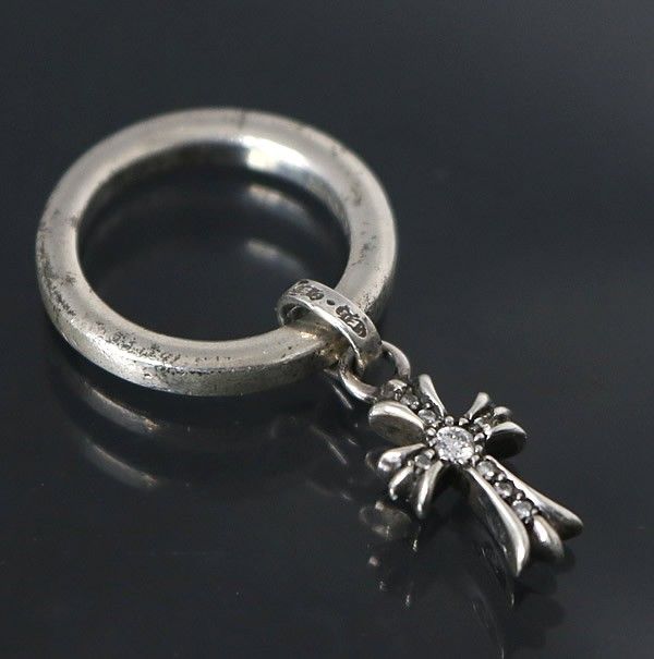 CHROME HEARTS 銀座店 クロムハーツ NTFL ベイビーファットクロス 両面 パヴェダイヤ リング 指輪 メンズ シルバー SV925 約10号 100906