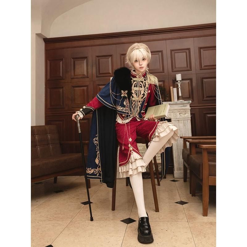 王子風ロリータ 皇子風 少年装 セット 中世ヨーロッパ 長袖 上品 男装 王子装 王子系 フリル ゴスロリ服 レトロ風 ステージ コスチューム 仮装 コスプレ