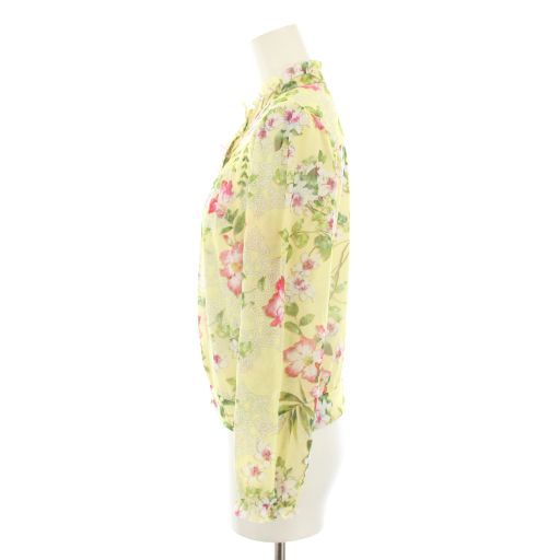 ヴィヴィアンタム TAM シャツ ブラウス バンド 長袖 メッシュ パワーネット フリル 花柄 38 黄 イエロー YT