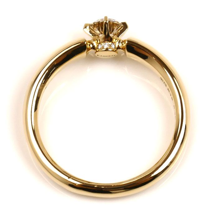 カシケイ K18YG イエローゴールド ソリティア リング 指輪 KSB030RYG ダイヤモンド0.38ct 0.01ct 16号 4.7g レディース FORTGASGNV_COM_BR