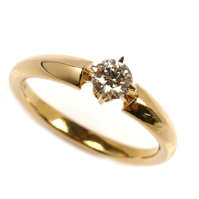 カシケイ K 18 YG イエローゴールド ソリティア リング 指輪 ダイヤモンド0 38 ct 0 01 16号 4 7 g レディース