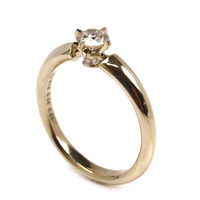 カシケイ K18BG ソリティア リング 指輪 KSB030RBG ダイヤモンド0.38ct 0.01ct 15号 5.1g レディース