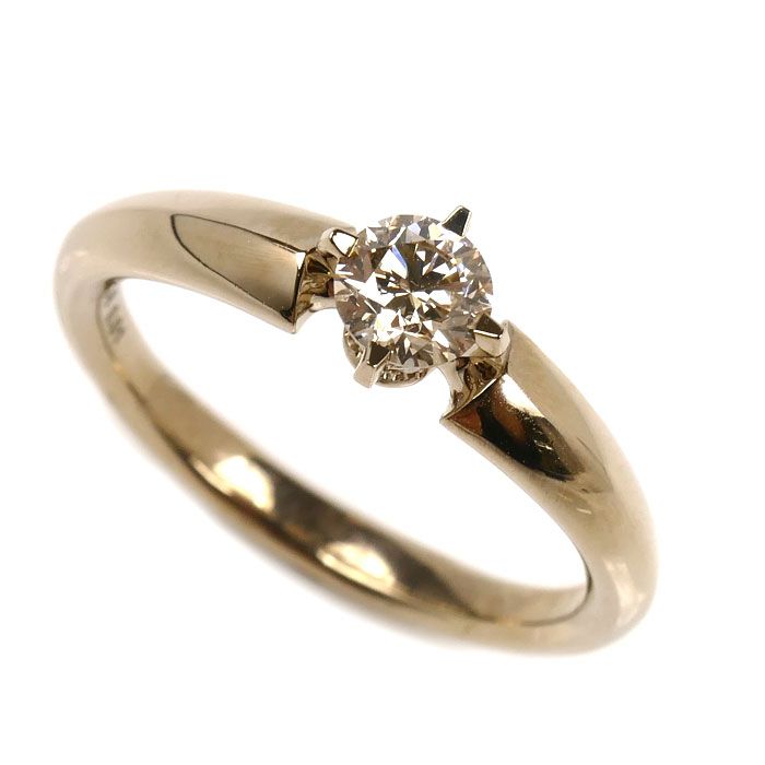 カシケイ K 18 BG ソリティア リング 指輪 ダイヤモンド0.38 ct 0.01 15号 5.1 g レディース