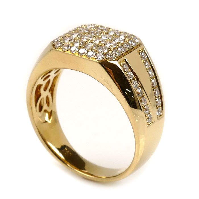 K18YG イエローゴールド リング 指輪 ダイヤモンド 20.5号 9.3g メンズ