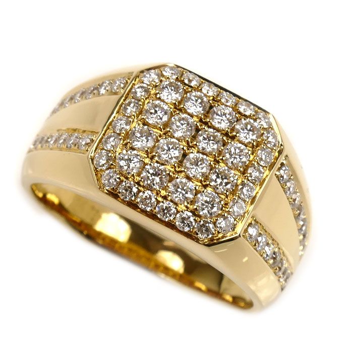 K18YG イエローゴールド リング 指輪 ダイヤモンド 20.5号 9.3g メンズ