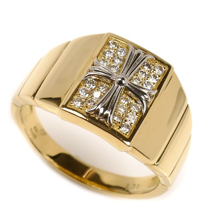 K18YG Pt900 ダイヤ リング 指輪 ダイヤモンド0.30ct 22号 9.6g メンズ