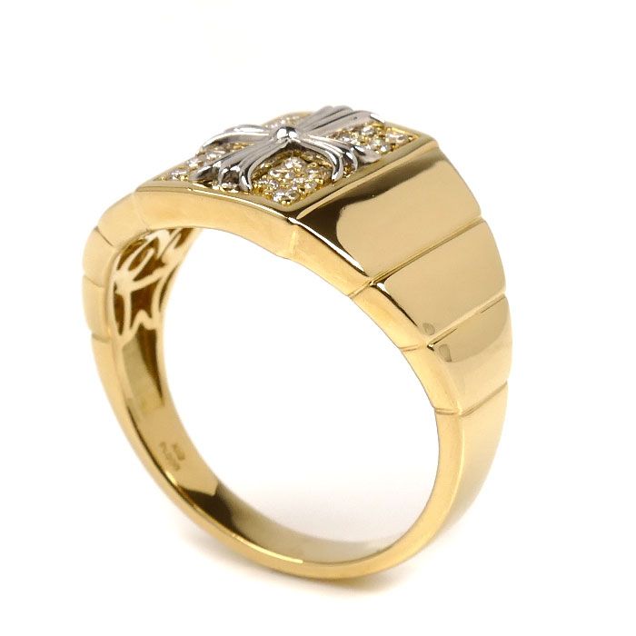 K18YG Pt900 ダイヤ リング 指輪 ダイヤモンド0.30ct 22号 9.6g メンズ