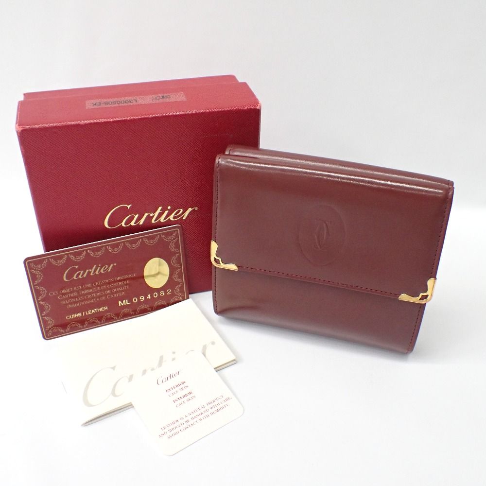 Ft6328125 カルティエ 三つ折り財布 マスト ボルドー レディース CARTIER